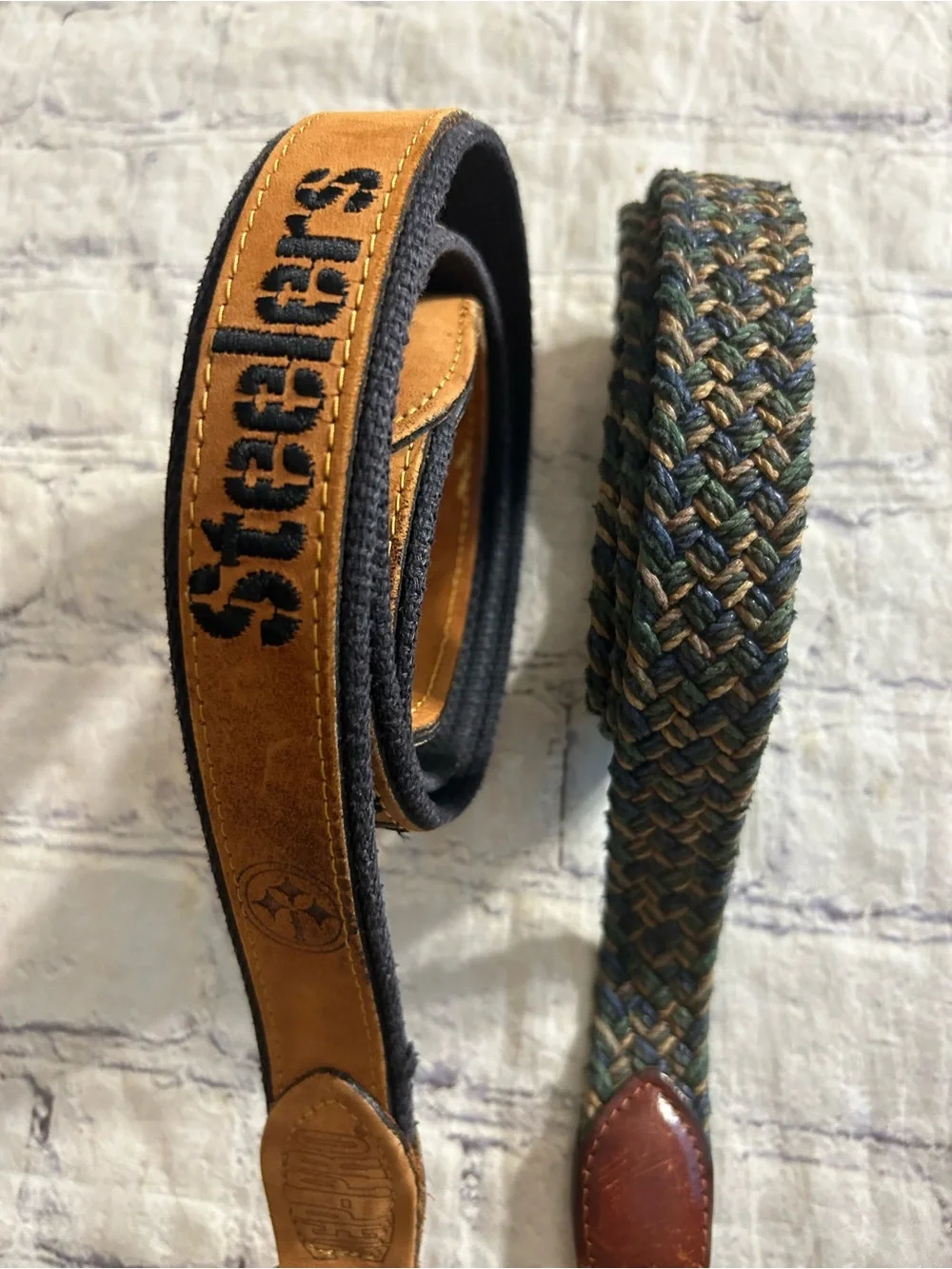 ZEP-PRO STEELERS USA BROWN & NAVY SIZE 40 BELT GENERAL LEATHER WEAVED BELT 42